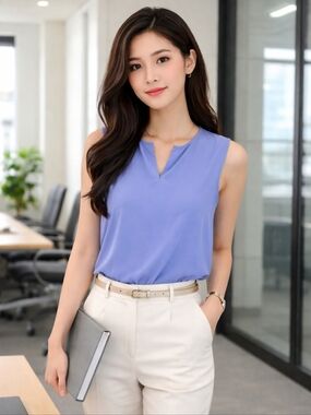 M&Co Sleeveless V-Neck Camisole in Periwinkle